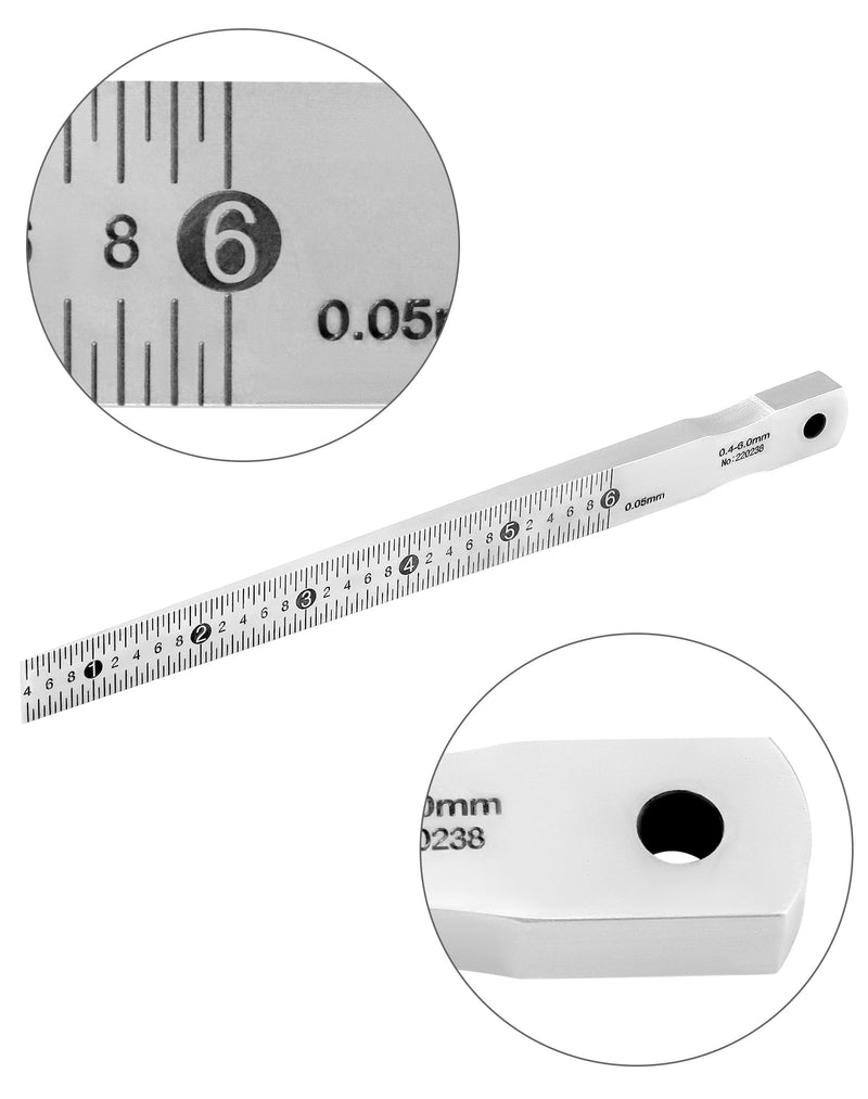 QWORK Taper Gauge Gap Gage Welding Wedge Feeler Gauge Gap Feeler Wedge Gauge Gap Hole Measure Tool 0.4-6mm - Carbon Steel with Chrome Plating
