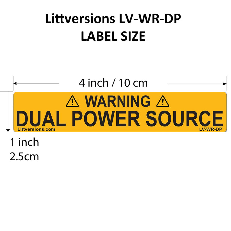 20 Pack 4"x1" Warning Dual Power Source Laminated Label Sign Sticker Vinyl Heavy Duty Pressure Sensitive Waterproof 20 Pack