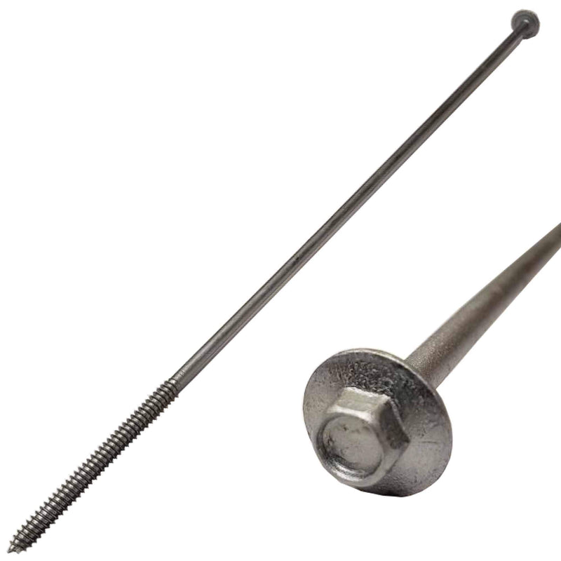 (10) 14" - Galvanized Timber Tie - Hex Head Structural Screw - Great for Outdoor Landscape use - Coarse Thread for Secure Hold - Rust Resistant Screw - Heavy Duty 3/16" for Extra Hold