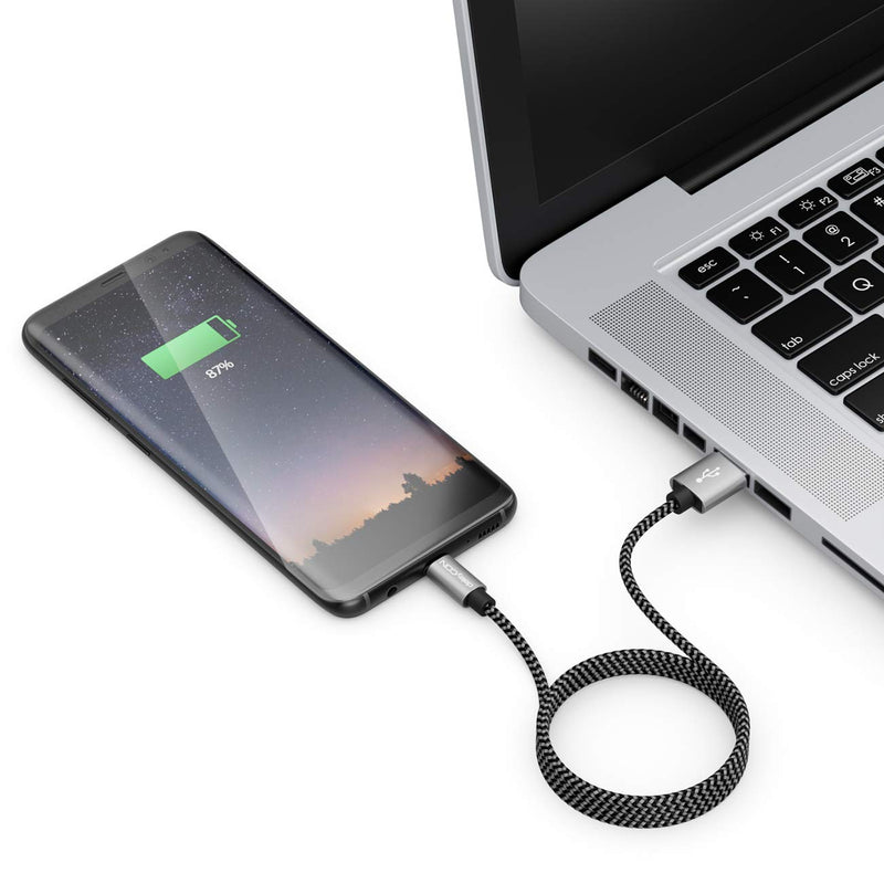 deleyCON 1 m Nylon Micro USB Cable Charging Data Cable | Metal plug, charging and synchronizing for mobile phones, smartphones and tablets
