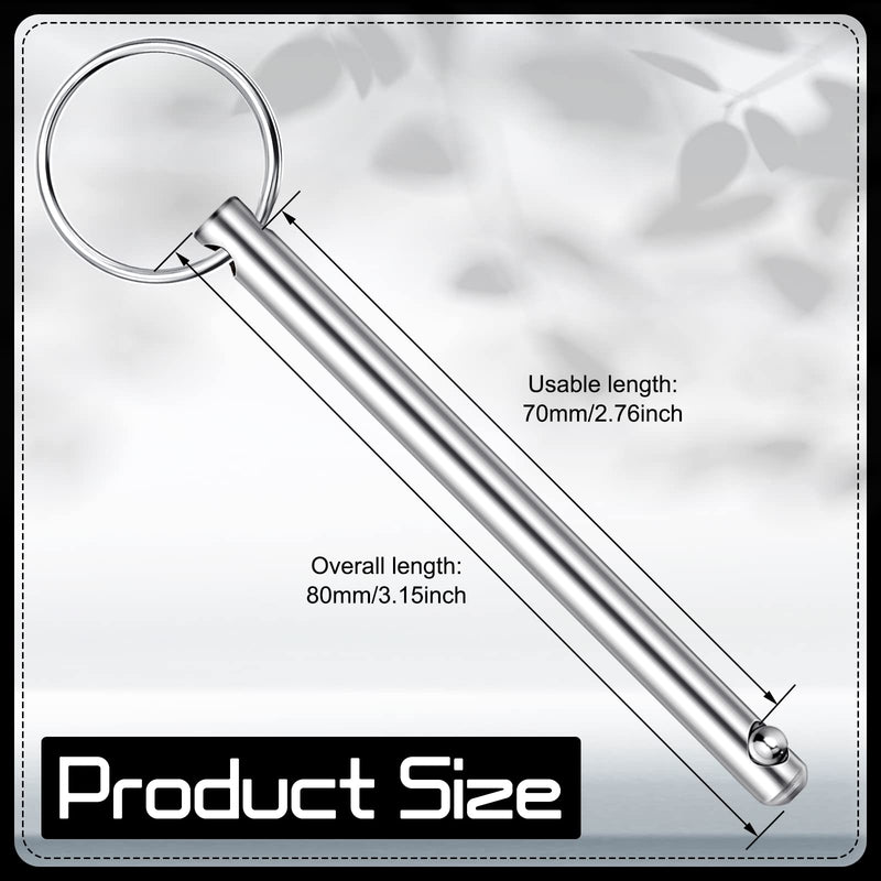 [Australia - AusPower] - LEIFIDE Quick Release Pin for Bimini Top,Diameter 0.25 inch, Usable Length 2 x 19/25'' (70mm) Total Length 3 x 3/20'' (80mm) Bimini Top Pin Marine Hardware Pin Stainless Steel Trailer Pin (8 Pcs) 8 