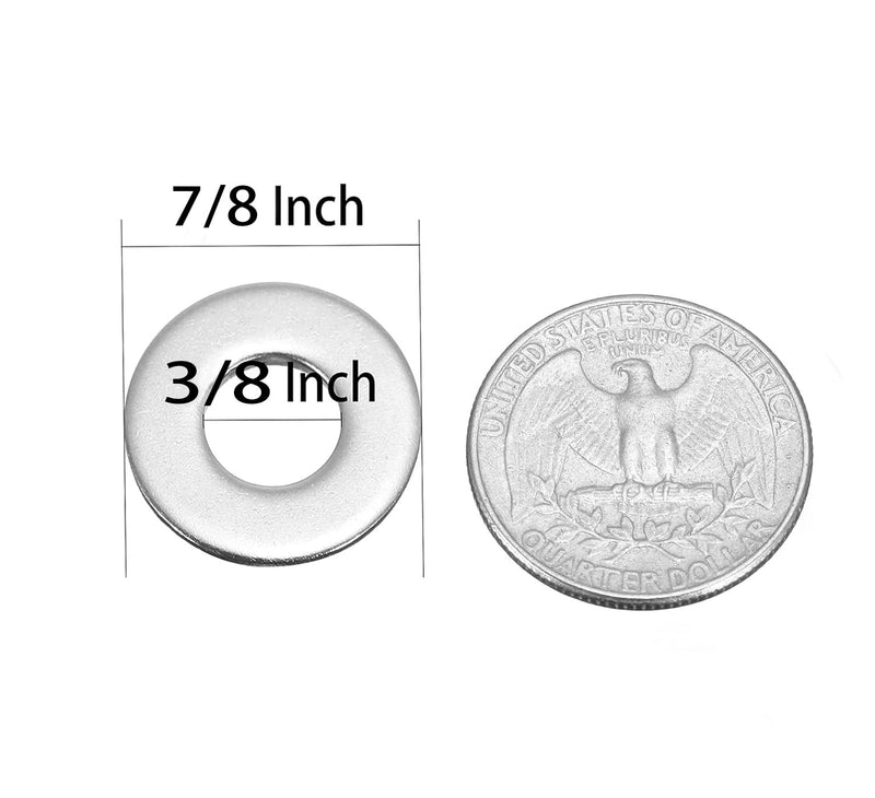 [Australia - AusPower] - 3/8" x 7/8" Stainless Flat Washer,18-8 (304) Stainless Steel Washers,0.4" ID x 0.866" OD x 0.078" Thick(50Pcs) 