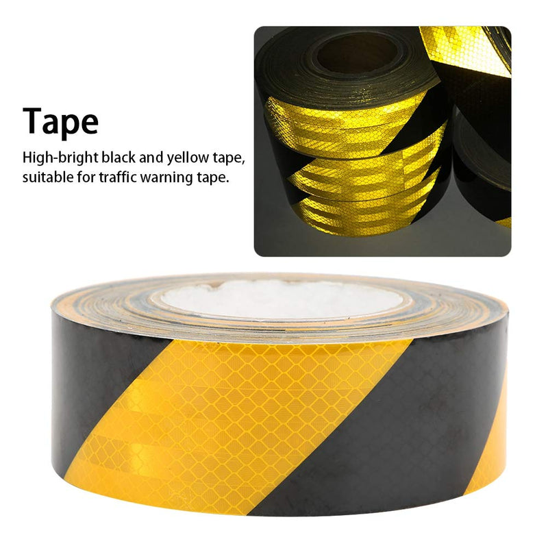 Safety Stripe Tape, 50mm x 25m Black Yellow Highlight Reflective Safety Warning Self Adhesive Tape Sticker