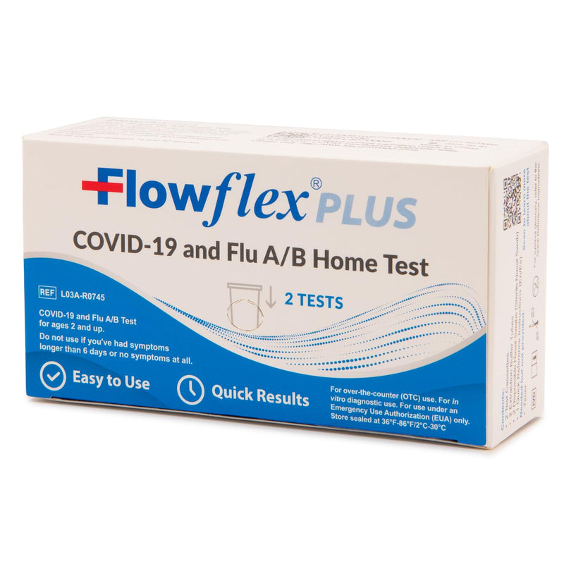 [Australia - AusPower] - Flowflex® Plus COVID-19 and Flu A/B Home Test - (1 Package 2 Tests) Flu A&B 3-in-1 Antigen Rapid Test, Results in 15 Minutes, FDA Authorized. Non-invasive Nasal Swab, Easy to Use with No Discomfort. 1 Pack, 2 Tests 