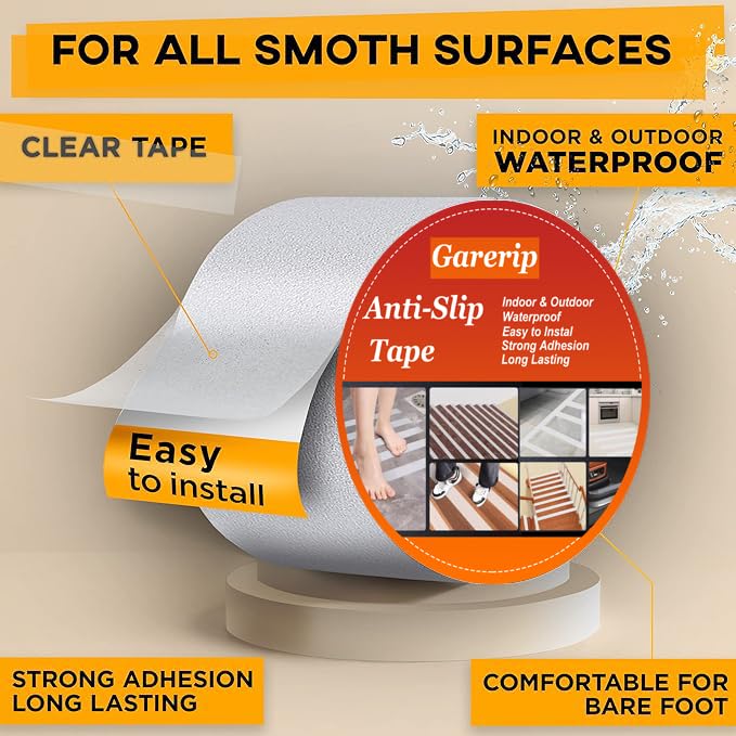 Anti Slip Tape, Griptape, Transparent Grip Tape Non-Slip Adhesive Tape Indoor/Outdoor Stair,Tubs, Boats, Safety Grip Tape Non Skid Roll for Stair Steps (#00Clear, 2 Inch x 35 Feet) #00Clear