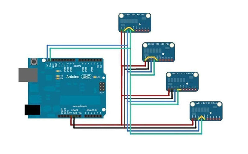 ARCELI 16 Bit 16 Byte 4 Channel I2C IIC Analog-Digital ADC PGA Converter with Programmable Gain Amplifier High Precision ADC Converter Development Board for Arduino Raspberry Pi 1 Stück