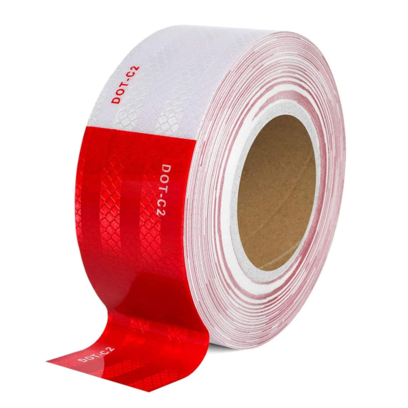 DOT-C2 Red/White Reflective Safety Conspicuity Tape, Waterproof High Intensity Self Adhesive Driveway reflectors Caution Sign for Trailers, Vehicles, Trucks, Boats (2inx50ft) 2in x 50ft