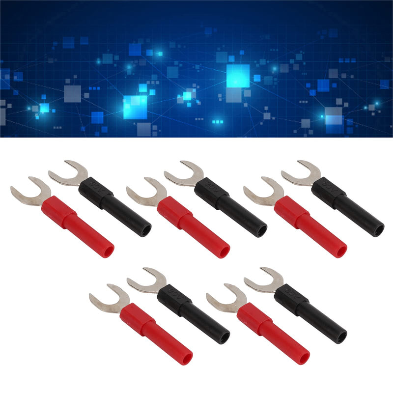 [Australia - AusPower] - Copper Plated Banana U Fork Spade Plug, 10pcs Black, Red 4mm Jack Multimeters Electronic Applications, with Copper Banana Socket, for Testing 