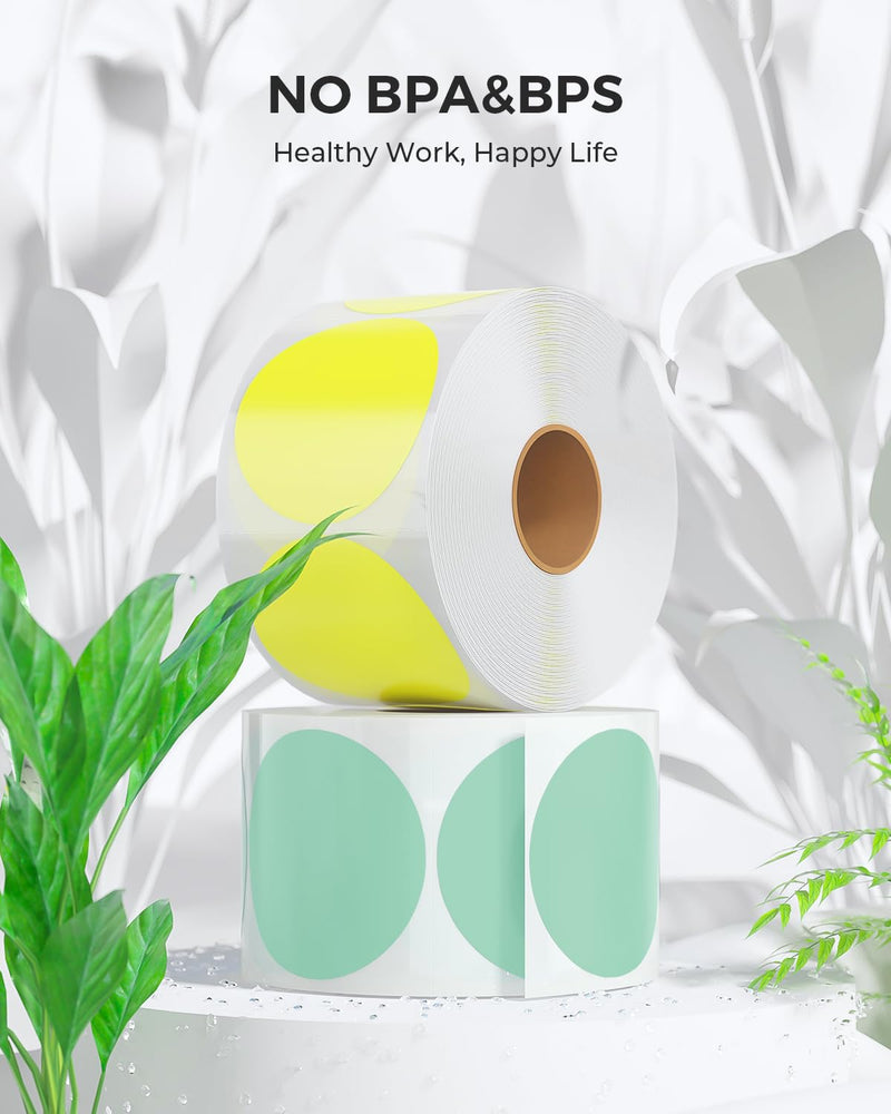 2 Inch Circle Color Thermal Sticker Labels+2"x2" Square Thermal Labels