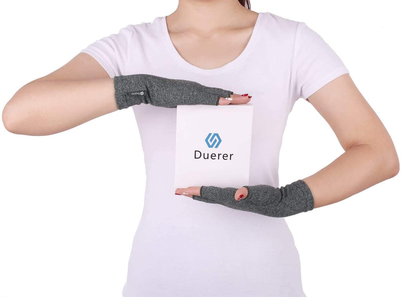 [Australia - AusPower] - Duerer Arthritis Gloves Women Men, Carpal Tunnel, Rheumatiod, Tendonitis, Fingerless Hand Thumb Compression Gloves Medium (1 Pair) Gray 