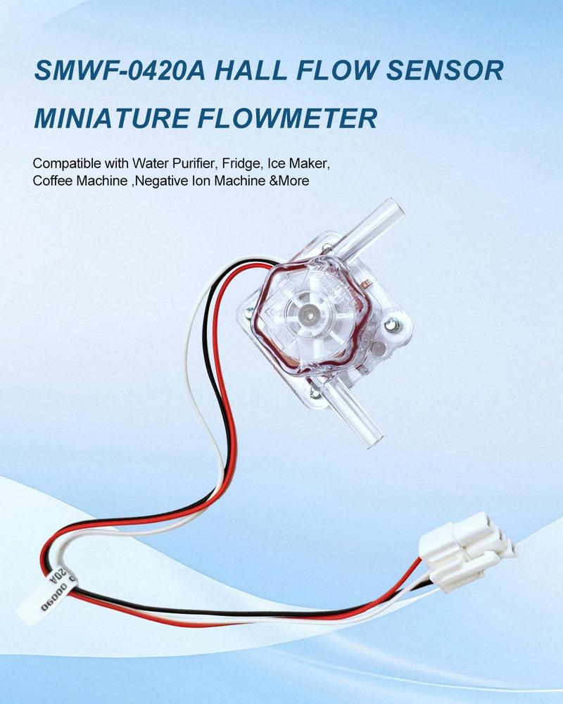 [Australia - AusPower] - SMWF-0420A Hall Flow Sensor Miniature Flowmeter Compatible with Water Purifier, Fridge, Ice Maker, Coffee Machine,Negative Ion Machine Replace SMWF0420A Micro Water Flow Sensor 