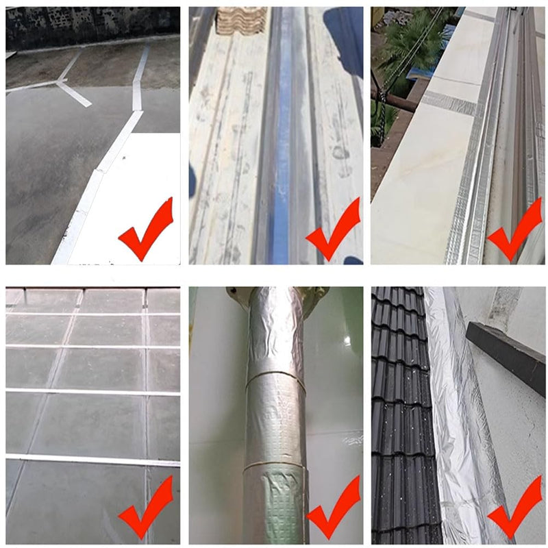 Butyl Tape for Roof Leak Repair, 50mmx5M Waterproof Sealing Tape Aluminium Foil Strong Self Adhesive Sealant Tape Seal Leak Proof Strip for Roof Crack RV HVAC Ducts Window Glass Boat Pipe Sealing