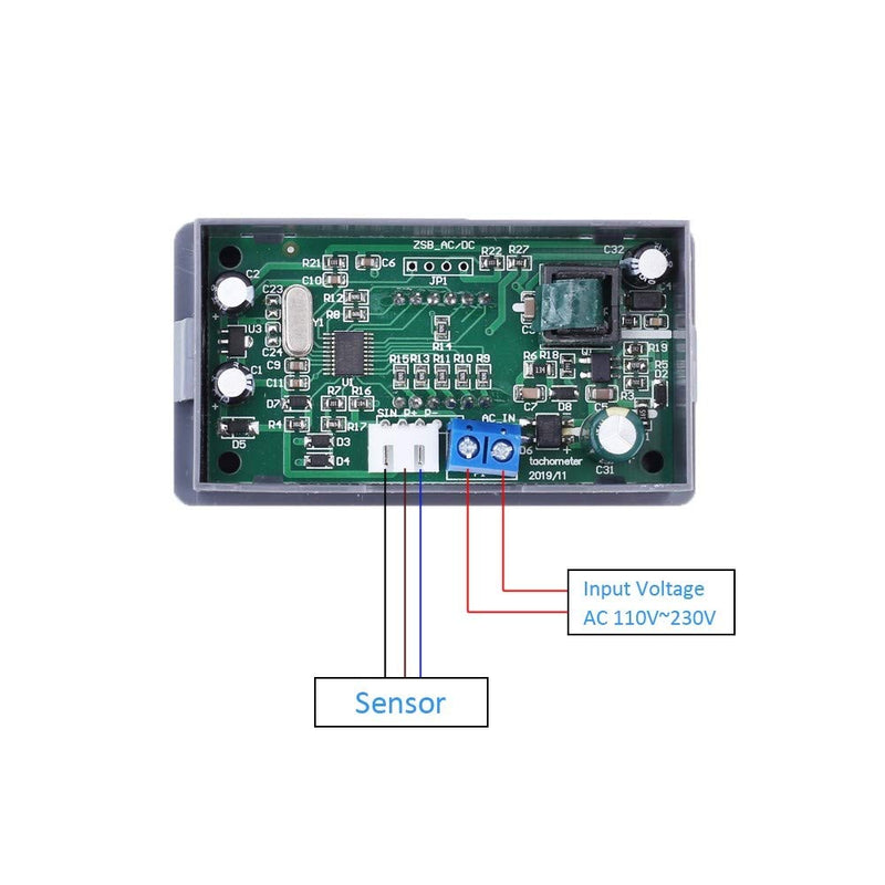 [Australia - AusPower] - DONGKER Digital LED Tachometer,AC 110V 220V 4Bit Digital Speed Meter High Precision RPM Speed Meter with Proximity Switch Sensor 