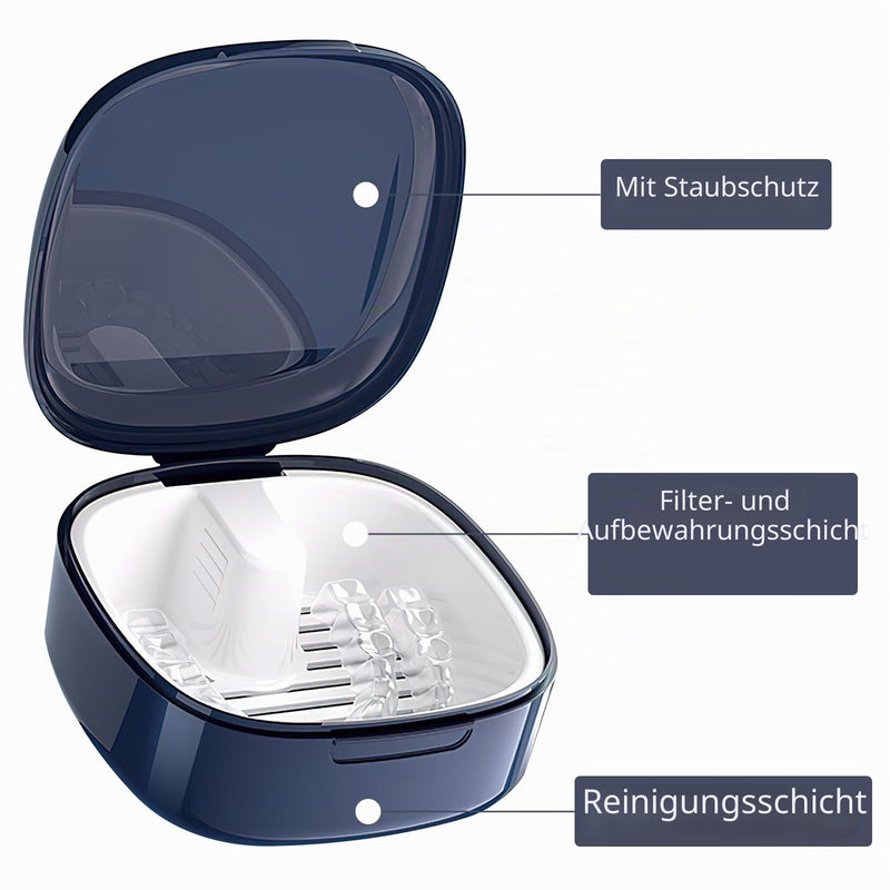 Braces Box with Strainer, Portable Denture Box Cover, Double Layer Hollow Drain, Invisible Braces, Storage Box, Clamp Box, Double Layer Hollow Drain