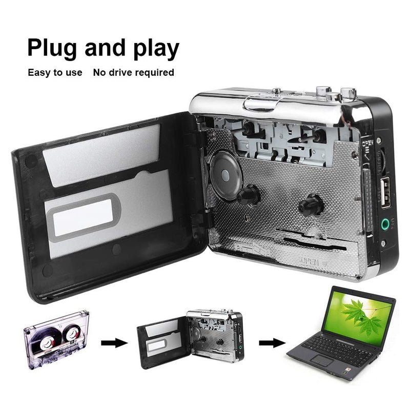 [Australia - AusPower] - Cassette mp3 Converter, Portable Cassette Tape to MP3 Converter USB Flash Drive Capture Audio Music Player Suitable for Windows XP/Vista / 7/8 