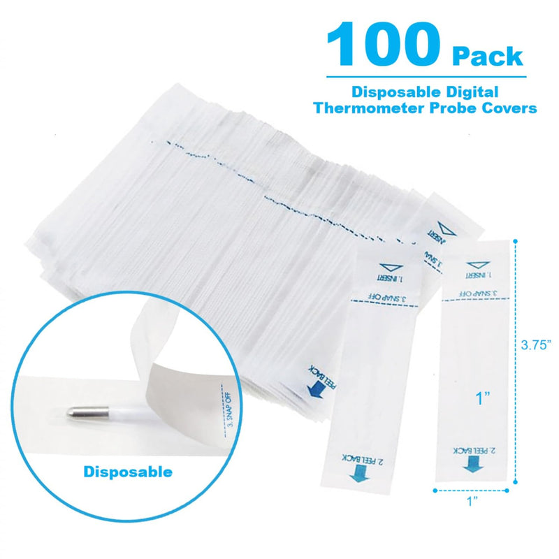[Australia - AusPower] - 100 Pcs Disposable Digital Thermometer Probe Covers Sleeve Clear Temperature Sheath Sleeves Cover for Oral, Armpit, Rectal Thermometer 100 pack 
