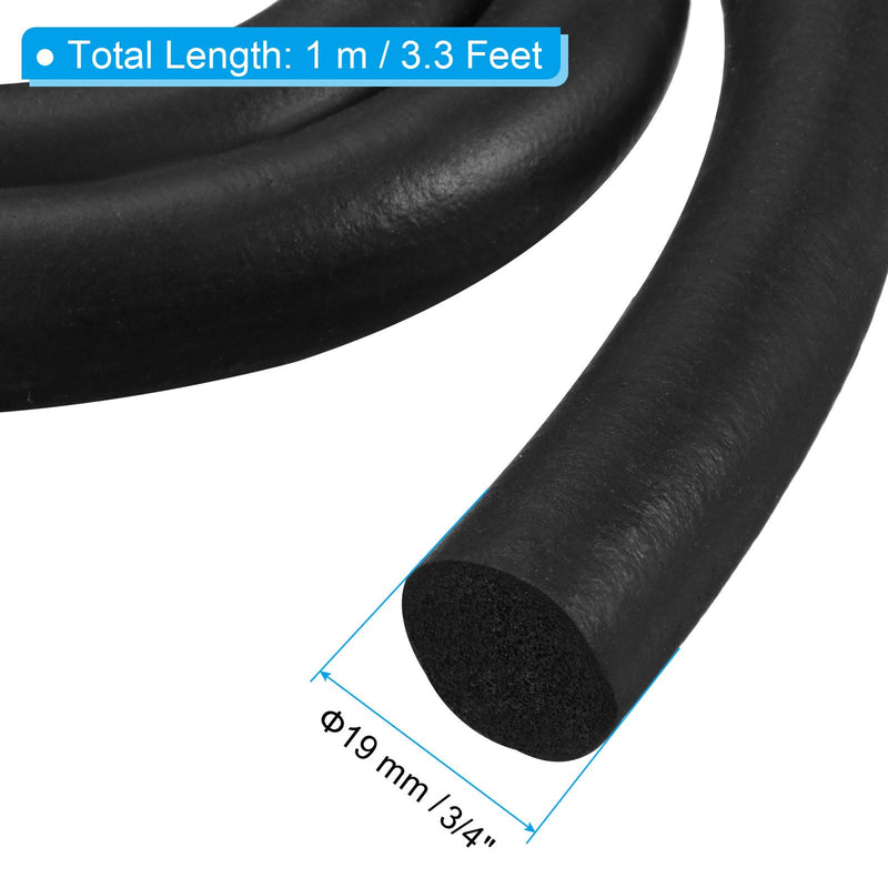 [Australia - AusPower] - PATIKIL 3/4 Inch x 3.3 Feet Backer Rod, Foam Rope Caulk Crack Joint Filler Roll Seal Weather Strip for Home Construction, Black 