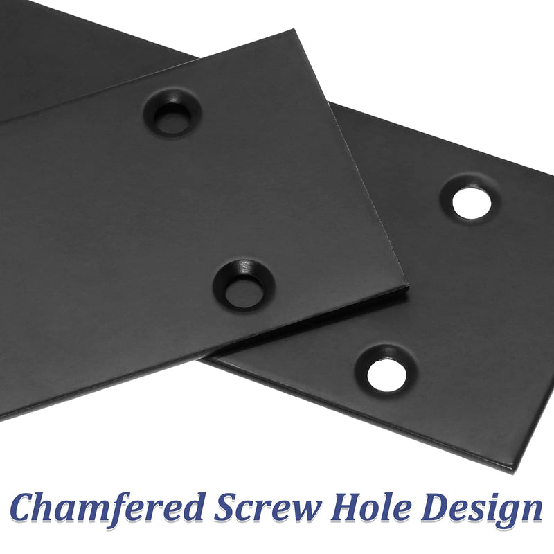[Australia - AusPower] - 4Pcs Flat Straight Brace Brackets Stainless Steel, Black Fixing Mending Joining Plates Shelf Support Repair Plate for Furniture, Shelves, Cabinet with Screws (6.7 x 1.9" / 169 x 48mm) 6.65"x1.89"/ 169 x 48 mm 