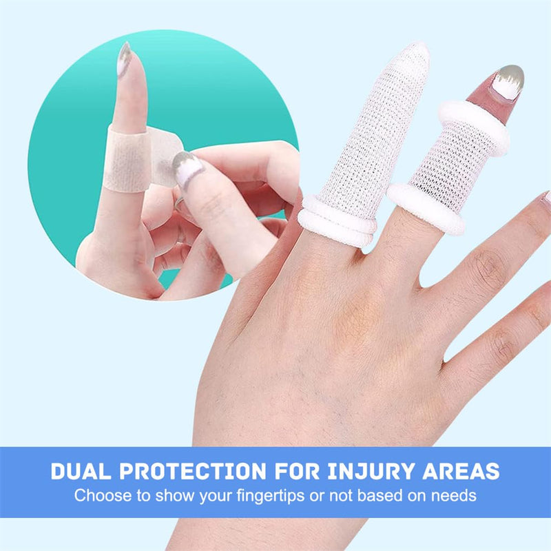 [Australia - AusPower] - Finger Bandages 30pcs Bobs Thumb Bandage Finger Bandage Tubular White Cotton Finger Cots Finger Stall for Work Kitchen Finger Protection 