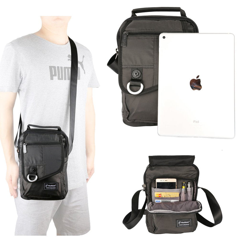 [Australia - AusPower] - Vertical Messenger Bag, Crossbody Bag, Shoulder Bag Work Satchel for iPad Tablet Kindle A-black 