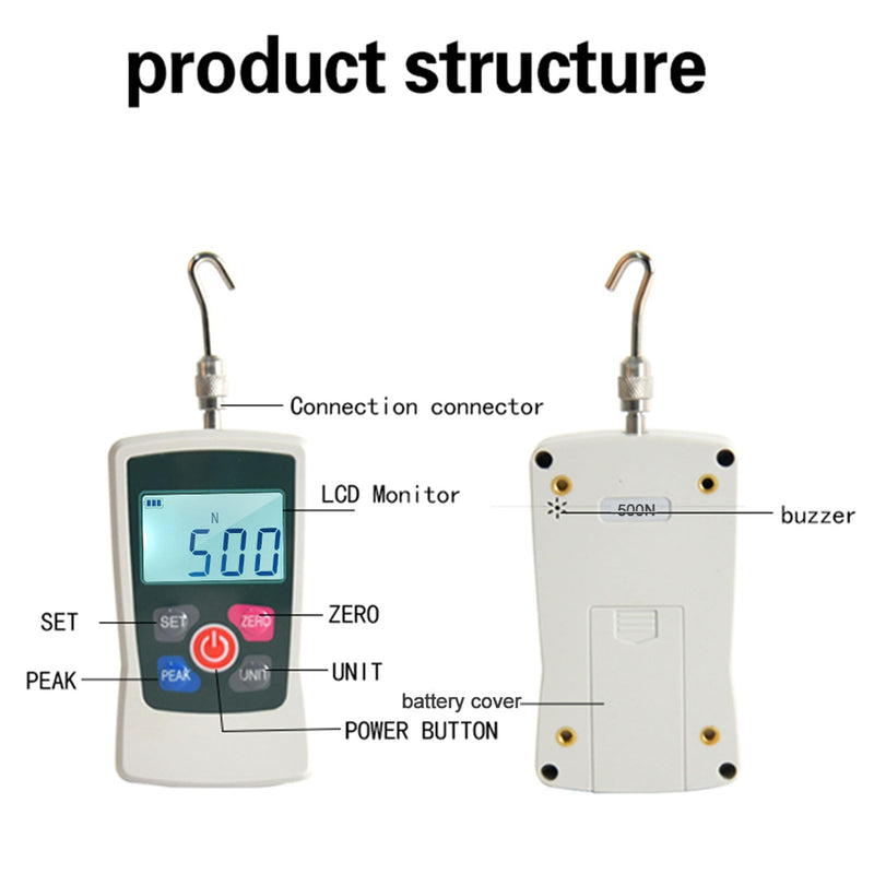 [Australia - AusPower] - 500N Digital Force Gauge, Portable Handheld Push Pull Gauge with Backlit Screen, 3 Measuring Modes 