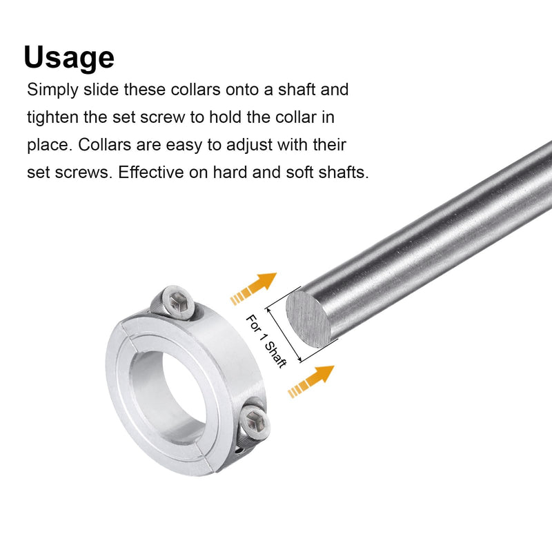 [Australia - AusPower] - uxcell 4pcs Double Split Clamp-On Shaft Collar for 1" Shaft, Two-Piece Clamping Collar, 1-3/4" OD, 1/2" Thickness, Aluminum Alloy Set Screw Split Collar Clamp 