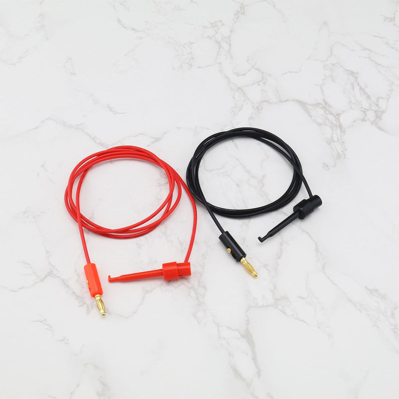 [Australia - AusPower] - 4pcs 4mm Banana Plug Micro Gripper Test Hook Clamp Gold Plated Connection Wire for Multimeter Electrical Testing Laboratory Application Red and Black, EN892W 