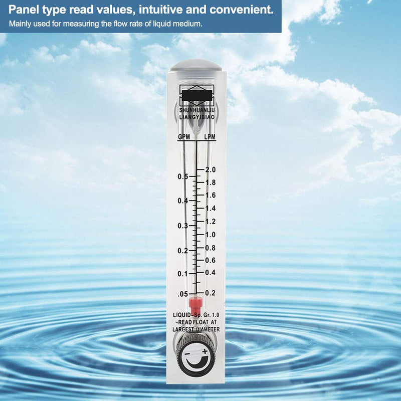 [Australia - AusPower] - LZM-15T 1/4" BSPT Thread Flowmeter, 0.1-0.5GPM Adjustable Panel Type Transparent Acrylic Water Flow Meter, Portable Liquid Flowmeter with Knob for Measuring The Liquid Medium 
