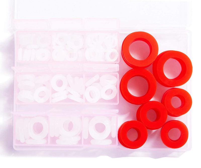 [Australia - AusPower] - Litorange 190 PCS Mixed Silicone O Ring Sealing Gasket Washers, 6 Different Size,Made from Soft Silicone (Better Sealing Than Rubber) Used for 3/4",1/2",3/8",1/4",1/8" Fittings & Valve,Plugs Etc 6 Size 190PCS 