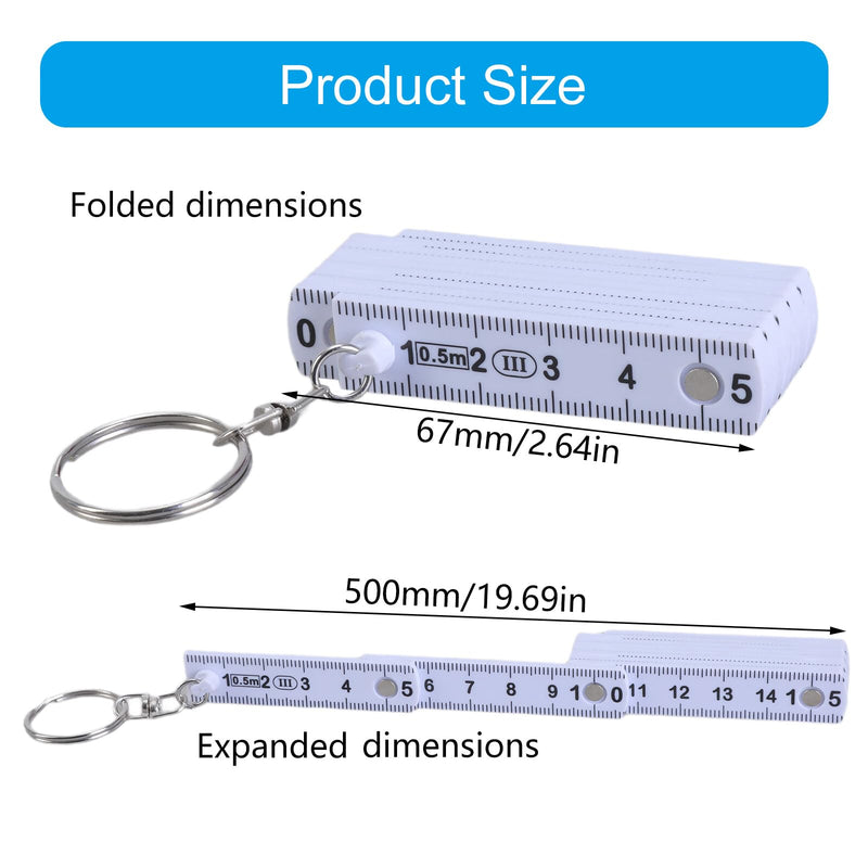 [Australia - AusPower] - Small Folding Ruler Keychain 50cm 10 Fold Ruler Keyring Hand Travel Ruler Upgrades for Active Measurements 