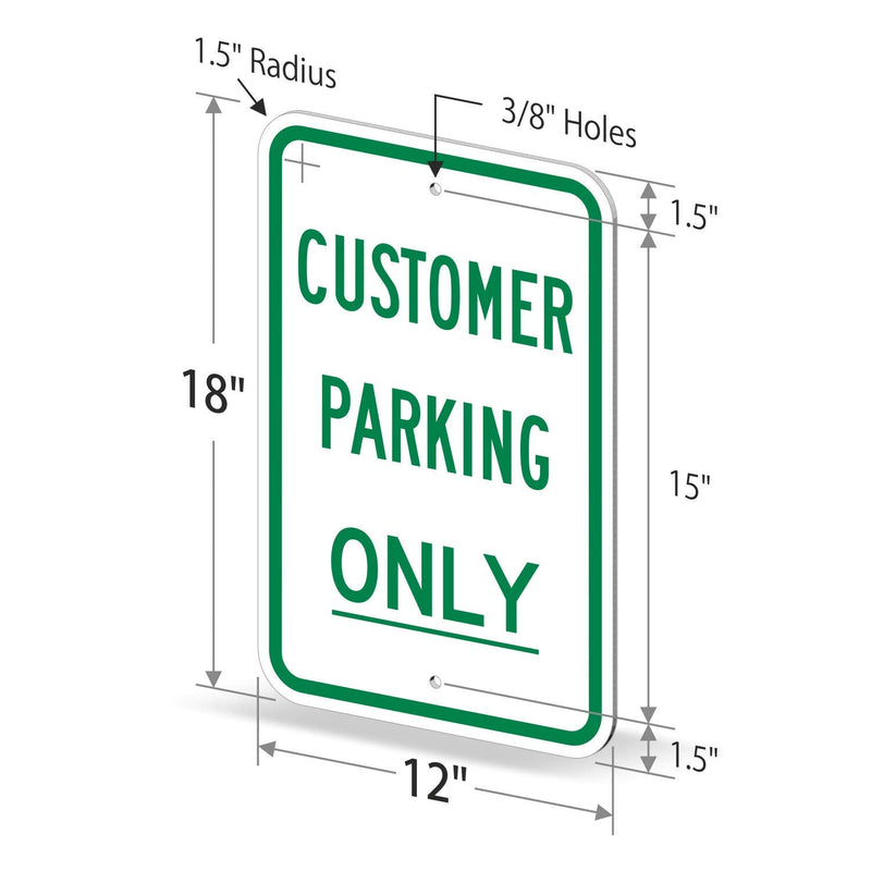 SmartSign "Customer Parking Only" Sign | 12" x 18" 3M Engineer Grade Reflective Aluminum Green on White