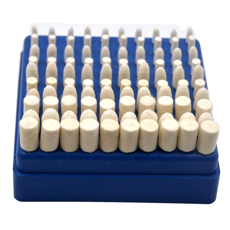 Oudtinx 100 Pcs Multifunctional Wool Felt Mandrel Mounted Grinding Polishing Accessories Attachment Set - Compatible with Dremel 1/8" Shank