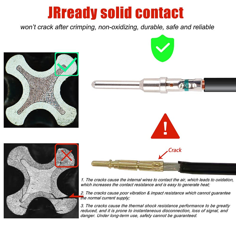 JRready ST6257 DTP Solid Barrel Size 12 Contacts DTP Connector Terminal KIT 20 PCS Male Pins 0460-204-12141 and 20 PCS Female Sockets 0462-203-12141 for Wire Size 12 to 14 awg 20 Pairs Standard Size 12