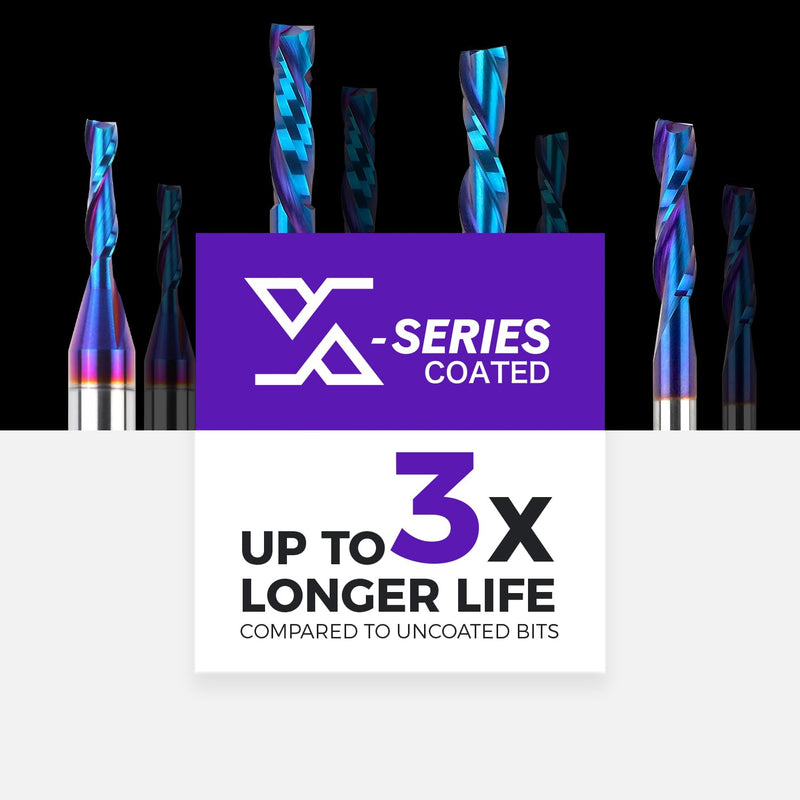 [Australia - AusPower] - 1/4 Inch Shank Upcut Spiral Router Bit, Nano Coated Solid Carbide Straight CNC End Mill for Wood, 1/4 Dia x 1 CL x 2-1/2 OVL, 2 Pack 2pack 1/4"CD, 1"CL 