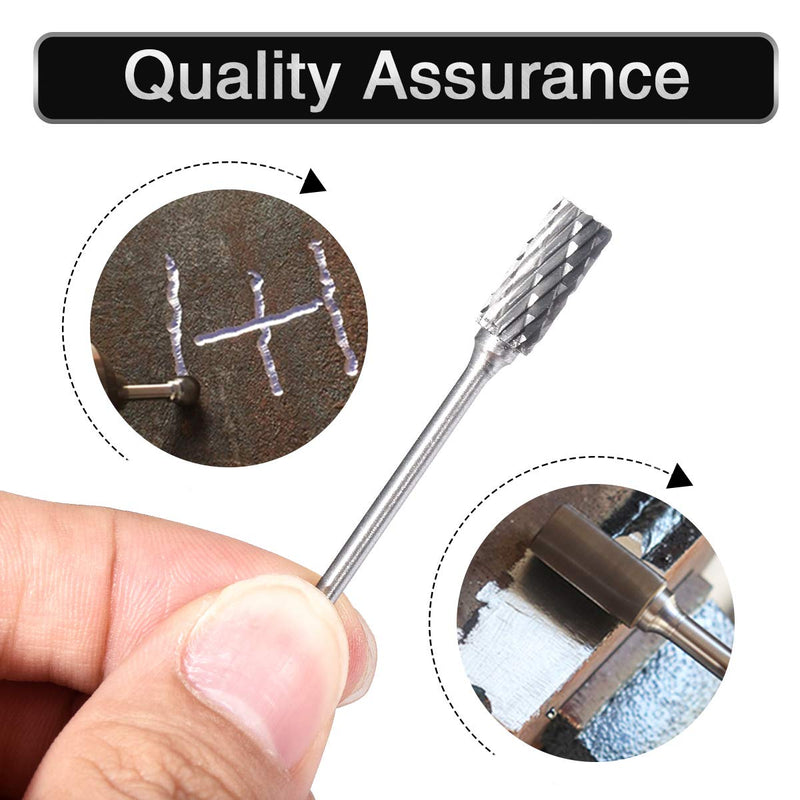 [Australia - AusPower] - 10 Pieces Double Cut Tungsten Steel Solid Carbide Rotary Burrs Set with 1/10"(2.35mm) Shank Twist Drill Bits For Dremel Rotary Tools By HOHXEN 