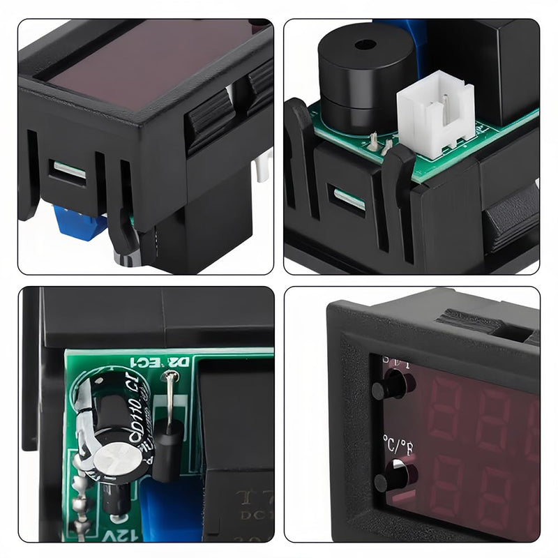 [Australia - AusPower] - Joyzan 12V Electronic Temperature Controller, Digital Thermostat Control Module LCD Accuracy Micro Temp Switch Board -50 to 110°C LED Monitor Outlet Heating Cooling 20A Relay Waterproof Sensor Probe 