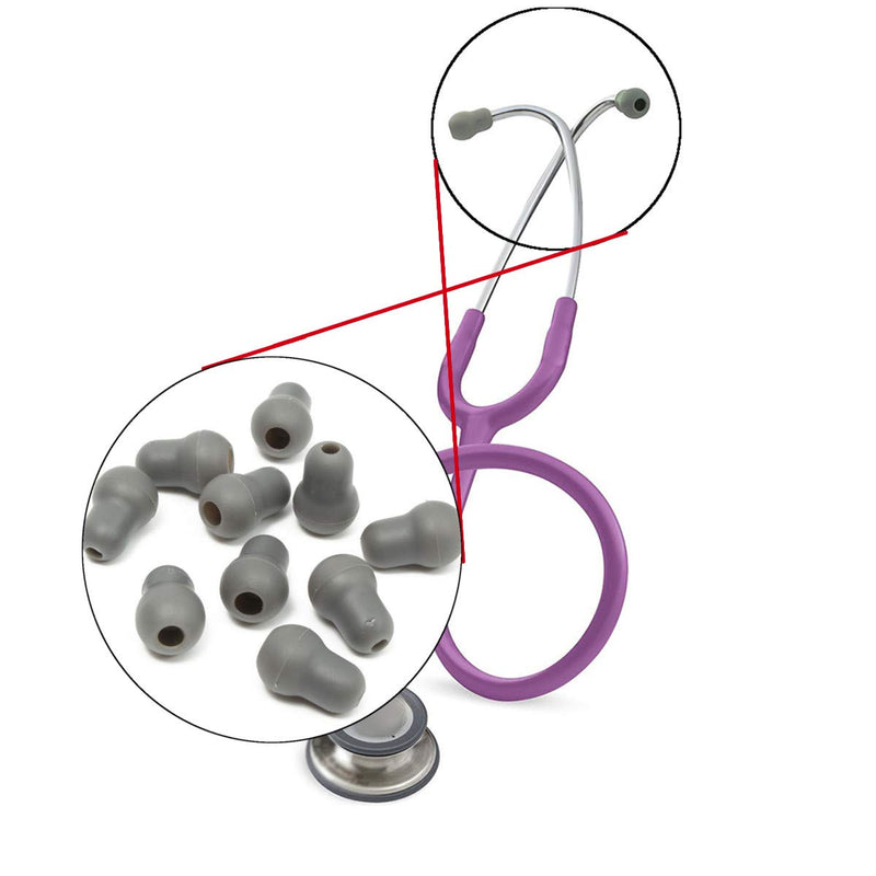 [Australia - AusPower] - 10PCS Super Soft Silicone Earplug Eartips Earpieces for Littmann Stethoscope (Gray) 
