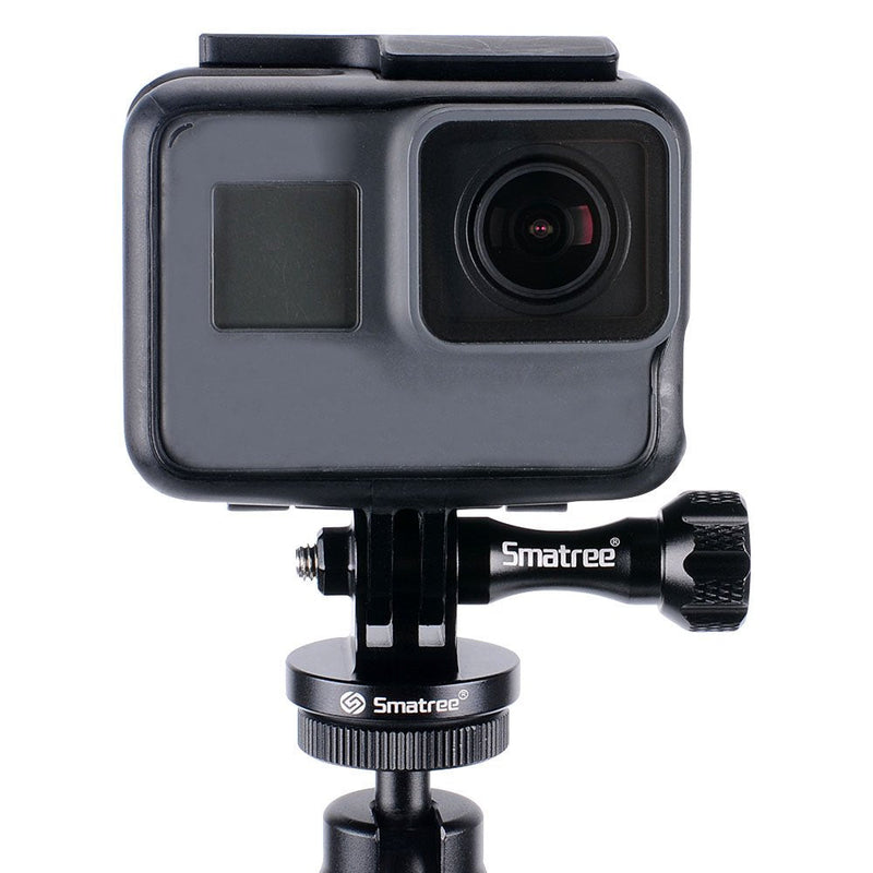 [Australia - AusPower] - Smatree Aluminum Tripod Mount Adapter Compatible for Gopro Hero 12, 11, 10, 9, 8, 7, 6, 5, 4, 3+, 3, 2, 1 HD, GOPRO Hero 2018, DJI OSMO Action 4 Camera Black 