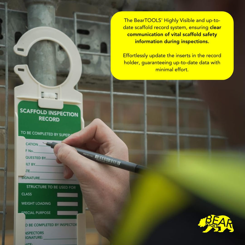 BearTOOLS Scaffold Inspection Record Kit Clear Easy Access Quality Waterproof (10 Inserts (Only)) 10-insert