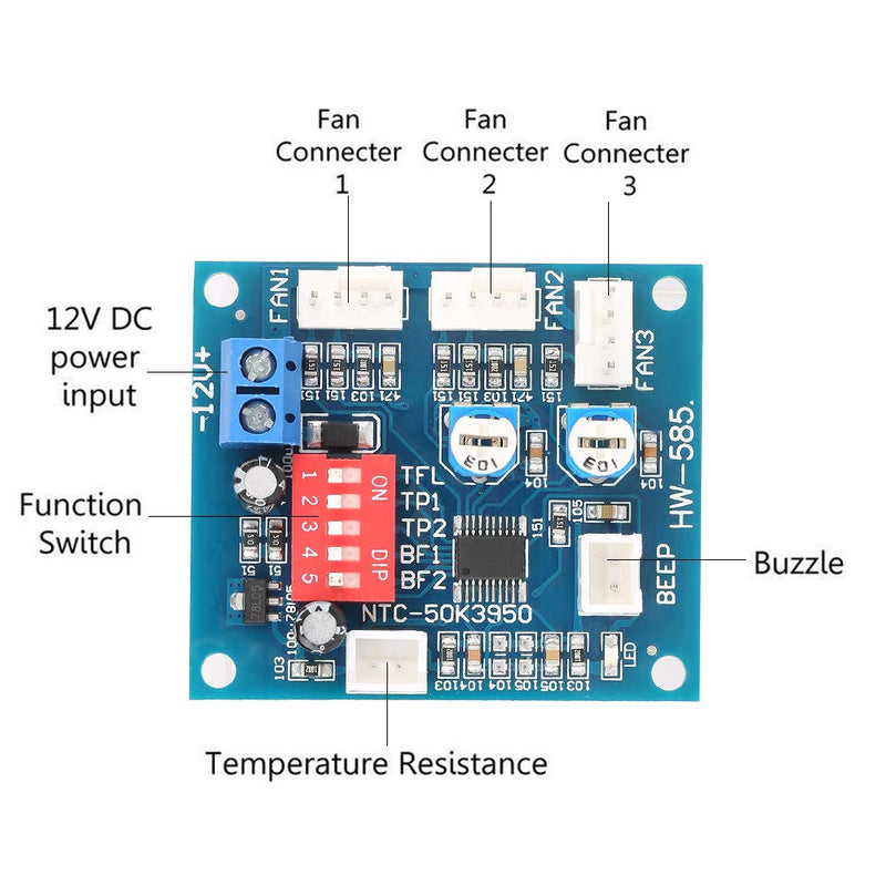 [Australia - AusPower] - Fdit DC 12V Four Wire Thermostat PWM Fan Speed Controller Governor Driver Module Temperature Relay for PC 
