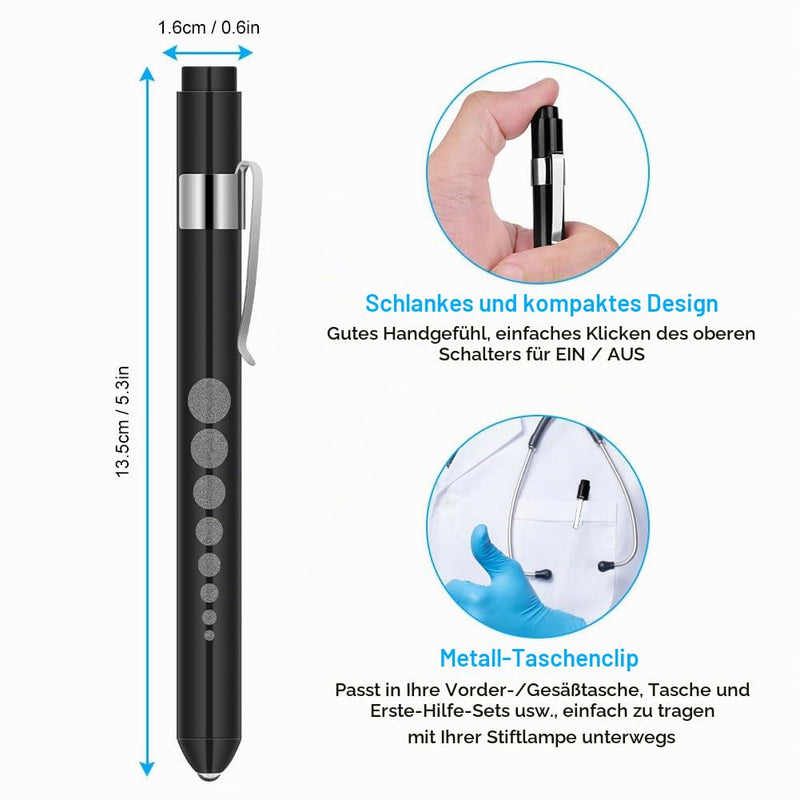 Light Pupil Light, flintronic Diagnostic Light, Pupil Light, Medical Penlight, Reusable Diagnostic LED Pen Torch, Torch Light Pen with Pocket Clip for Doctors, Pack of 5 | Medical Penlight, Reusable Diagnostic LED Pen Torch, Torch Light Pen with Pocket...