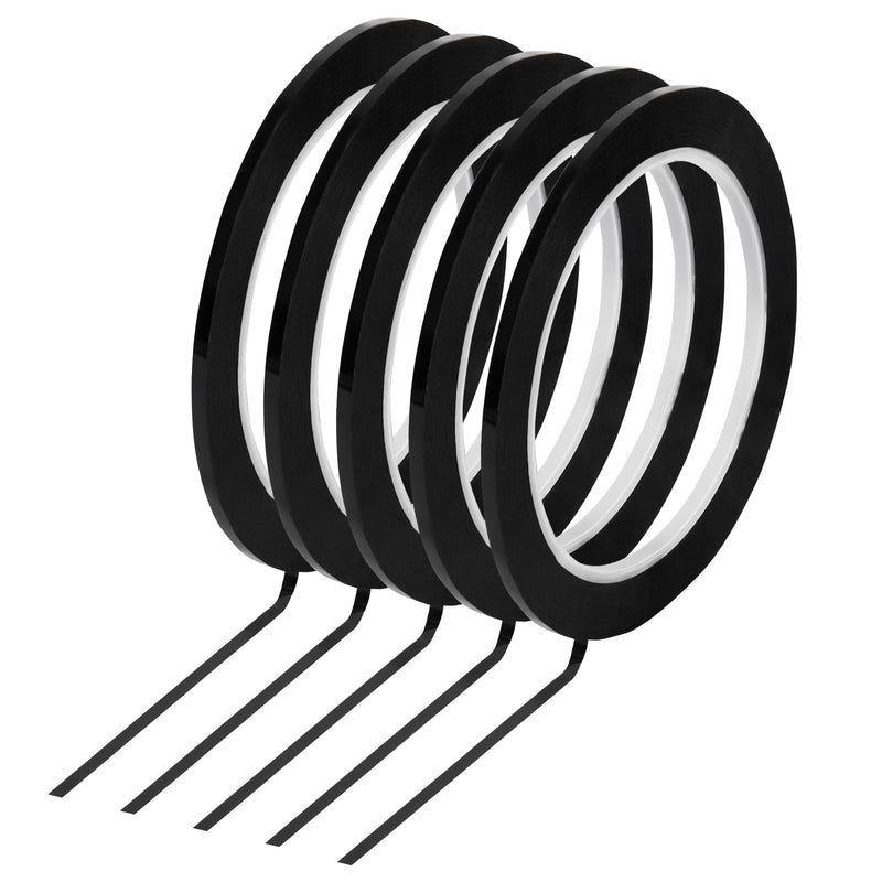 5PCS Whiteboard Tape Black Pinstripe Tape Stained Glass Paint Lead Line for DIY Glass Painting Surface Gallery Window, 3mm Width