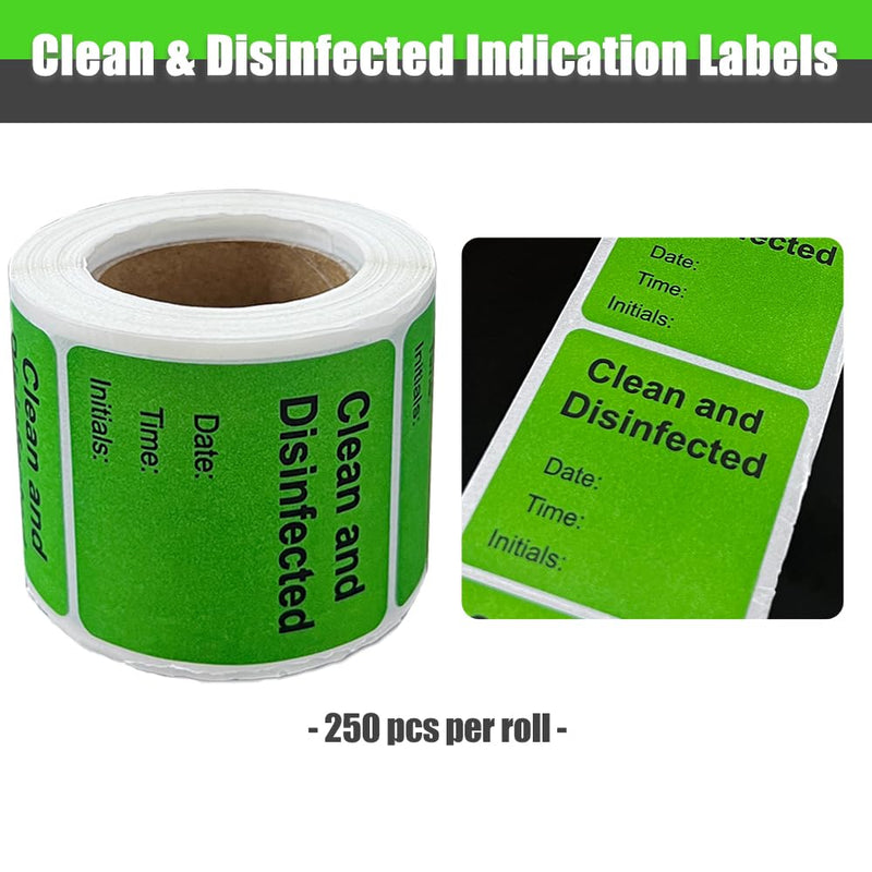 [Australia - AusPower] - Clean and Disinfected Indication Label - 2"x2" Writable Self Adhesive Decal Sign Sticker for Lab, Hotel, House Rental, 1 Roll (250 Pcs/Roll) Clean and Disinfected Label 