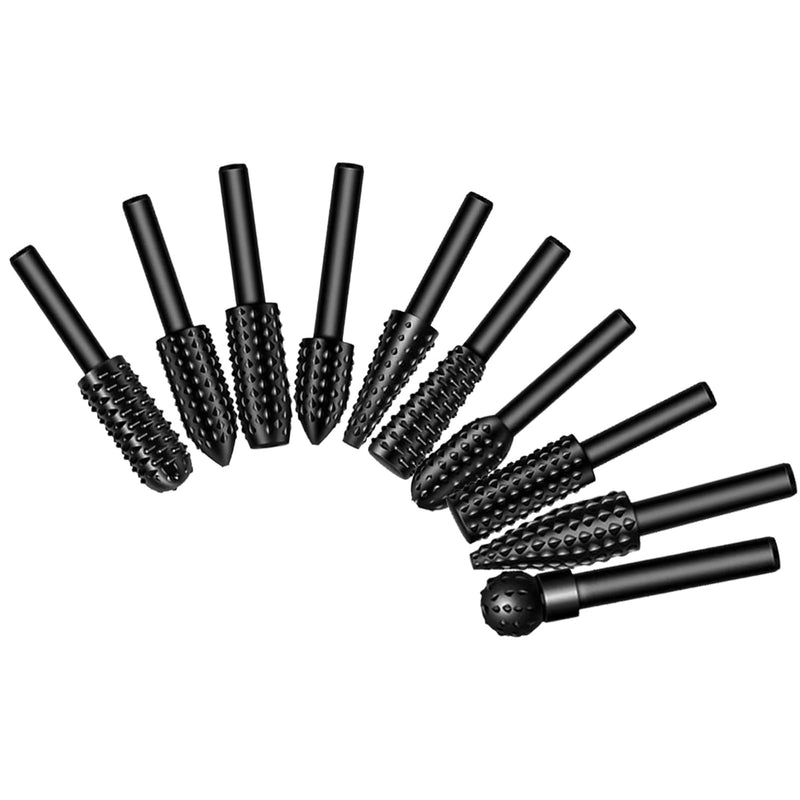 [Australia - AusPower] - Pack of 10 Wood Cutters for Drill, Wood Rasp Rasp Set, Files, Wood Drill Bit Set, Drill Shank Tool, Wood Carving Ball Cutter, Wood Cutter, Tenon Mill, Cone Cutter 