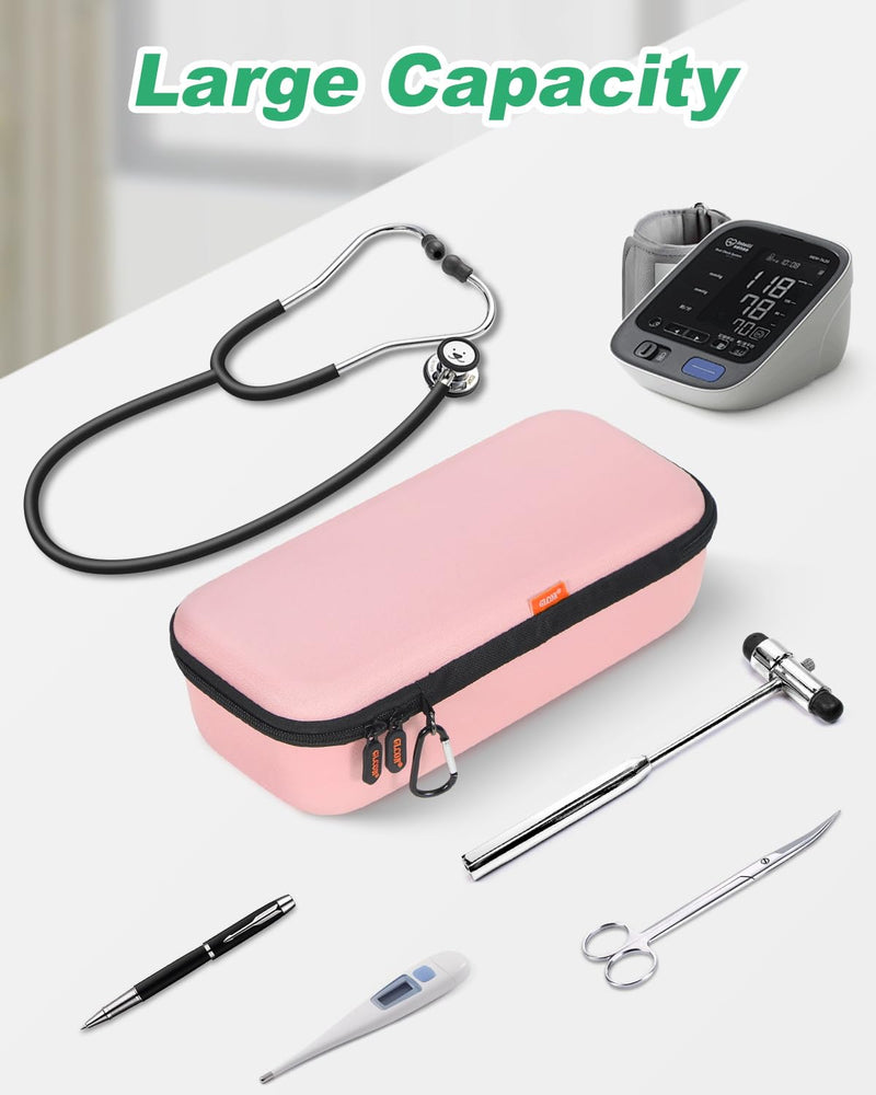 [Australia - AusPower] - Large Carrying Case for Stethoscopes, Medical Accessories, Doctors, Nurses - Black + Light-Pink 