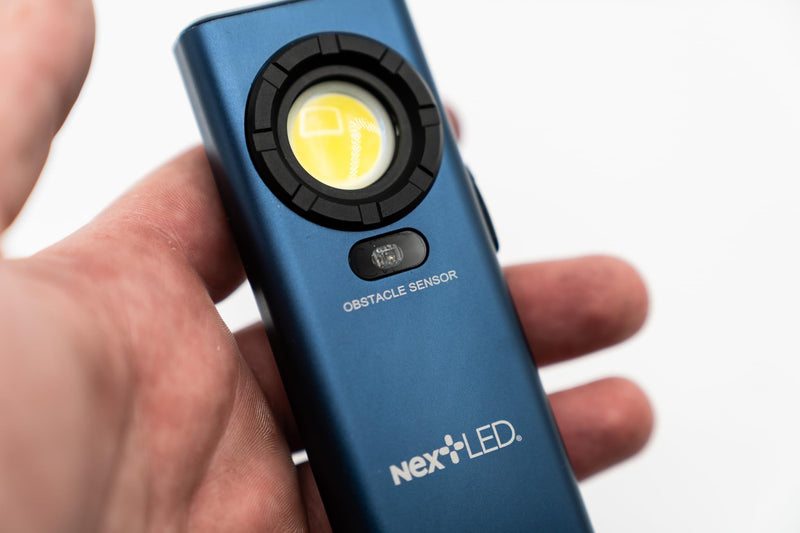 [Australia - AusPower] - NextLED NT-6685 Pro LED Rechargeable Work Light, 1200 Lumen HVAC Flashlight w/Obstacle Sensor, Magnetic Work Light w/Hanging Hook, IPX7 Waterproof, Aluminum Case, for Job Site, Car Repair, Emergency 