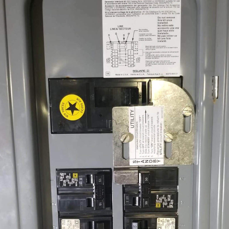 Generator Interlock Kit, HOMCGK2C Homeline Cover, QOM2 Frame Size Main Breaker Interlock, 150A - 225A Main Breaker Load Centers, Indoor Kit