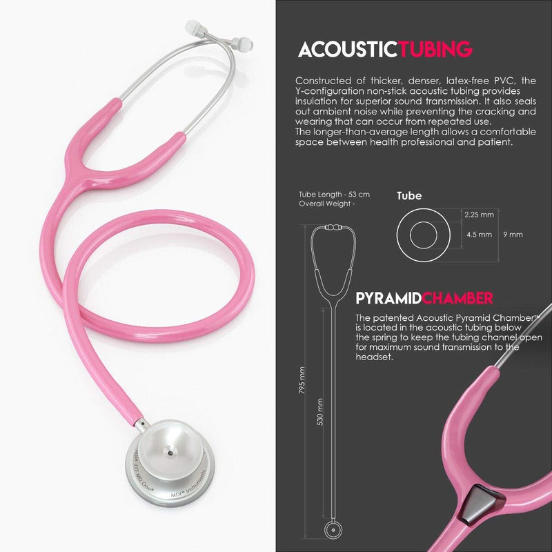 [Australia - AusPower] - MDF Instruments MD One Stainless Steel Stethoscope, Adult, Pink Tube + MDF LUMiNiX Medical Professional Penlight 