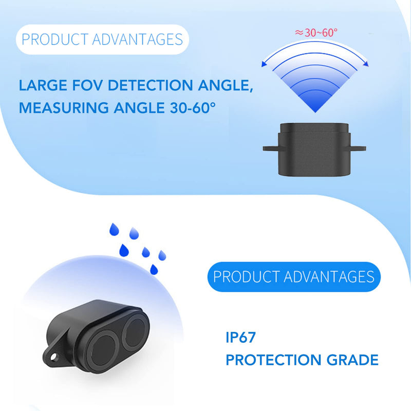 [Australia - AusPower] - Ultrasonic Distance Measuring Sensor Module, UART Output, IP67 Waterproof, DC 3.3-12V, for Robot Obstacle Avoidance 