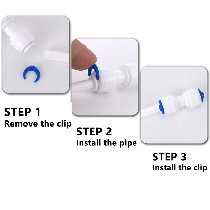 [Australia - AusPower] - JIUWU 1/4 inch Locking Clips 50 PCS Reverse Osmosis Clip ro water line clips blue clip for locking quick connect fittings for RO Reverse Osmosis Water Filter Fittings 1/4Inch 